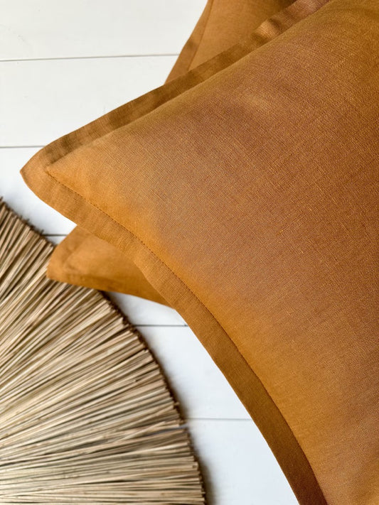 Flanged washed linen pillow cases in various colors/linen cushion cover with hidden zipper/decorative bordered pillow cases
