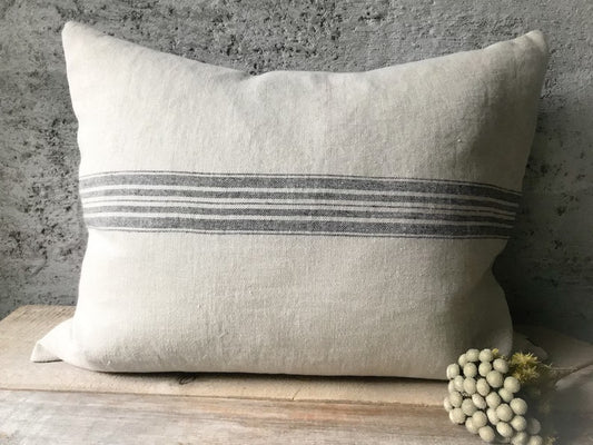 Set of 2 Rustic linen pillow cases /Linen throw pillow covers/striped decorative pillow cases/grain sack pillow cases/free shipping